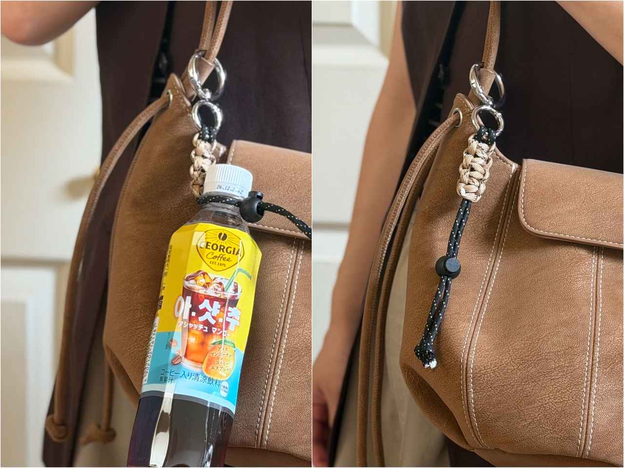 画像: 見た目はバッグチャーム風！ ペットボトルの外付けに便利