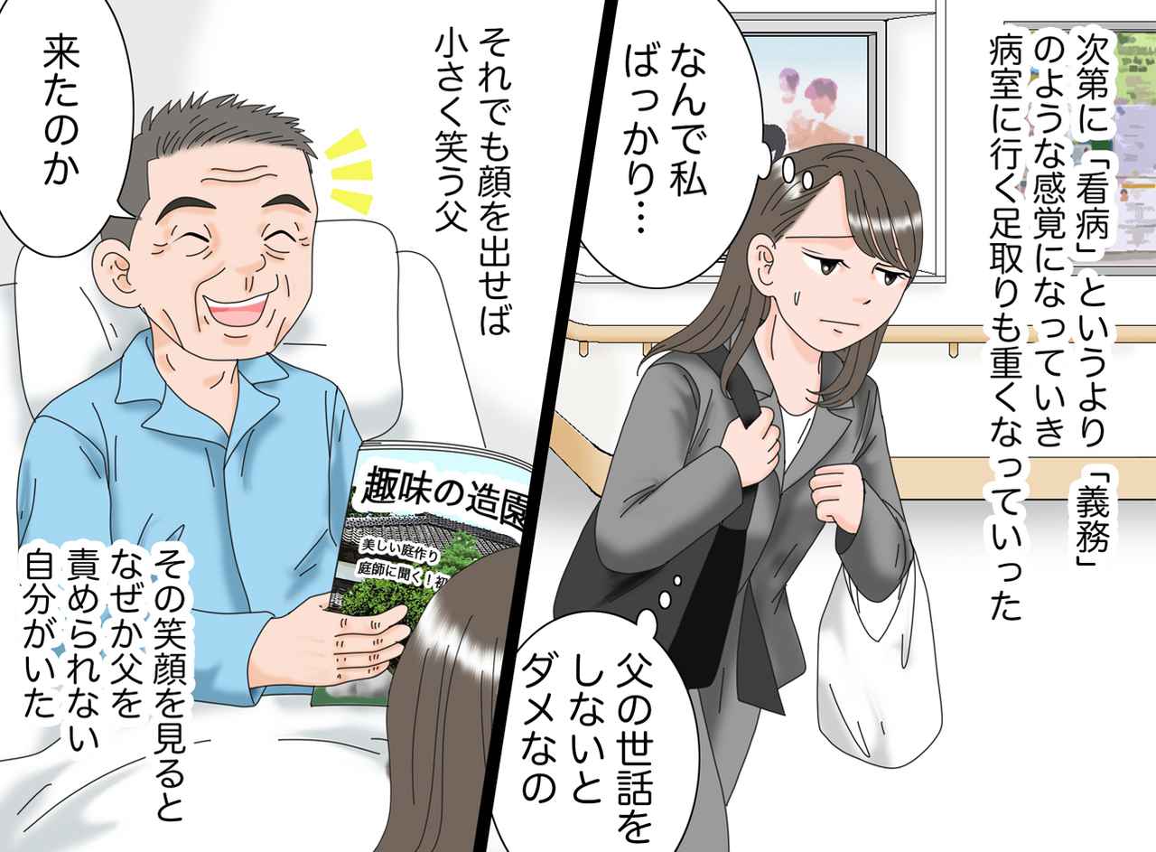 画像2: 【4コマ漫画】義務感で通っていた父の病室