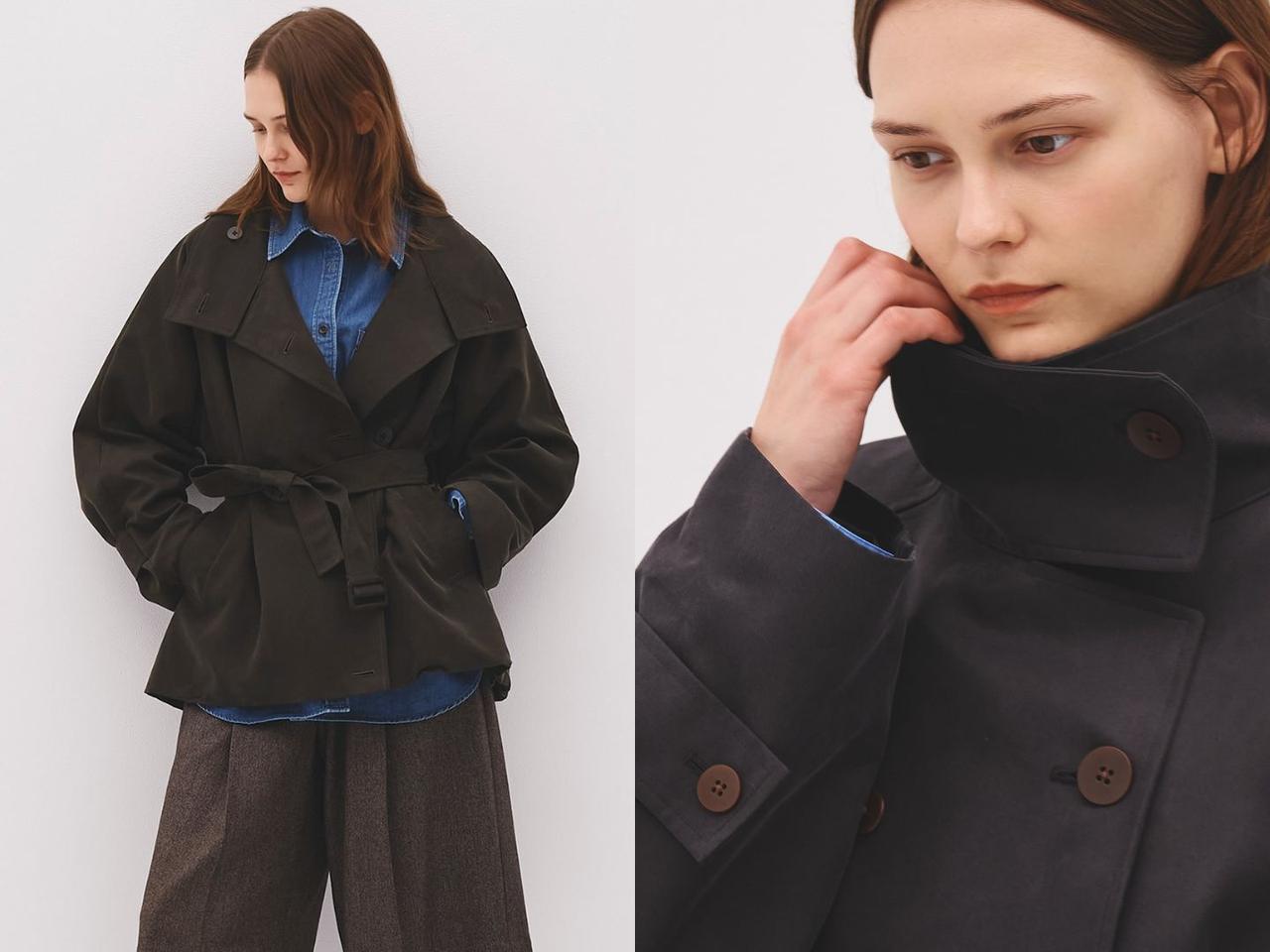 画像: 「ファンネルネックショートトレンチコート」¥39,600 出典:パブリック トウキョウ
