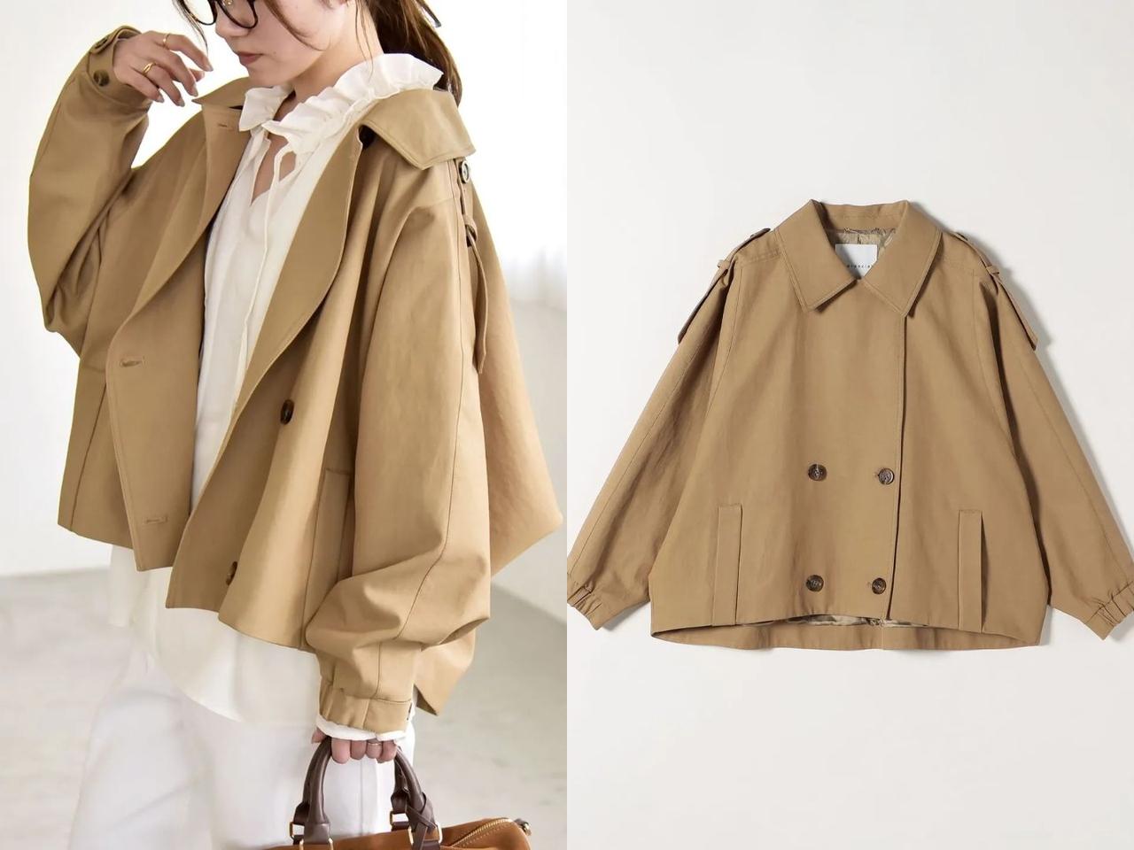 画像: 「ドルマンスリーブ ショート トレンチ コート」¥18,150 出典:カランシエル