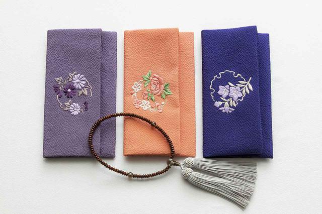画像: 正絹(しょうけん)刺繍 念珠袋