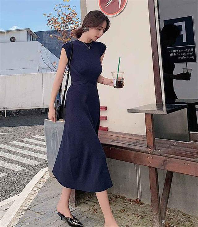 画像1: シンプルニットワンピース