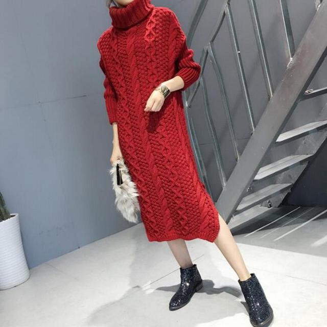 画像2: ハイネックケーブル編みニットワンピース