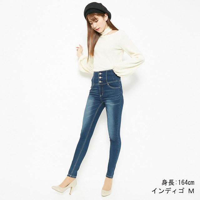 画像2: 3つボタンハイウエストスキニー