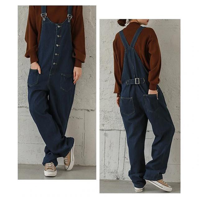 画像1: フロントボタン付サロペット