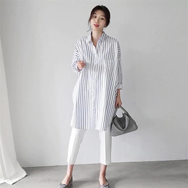 画像1: ロングシャツブラウス