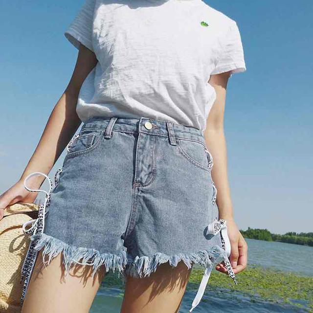 画像1: ハイウエストダメージショートパンツ