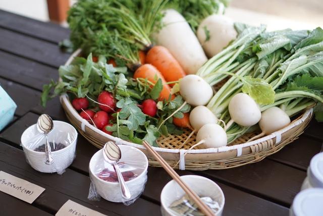 画像: 基本的にはこの農園で採れた野菜で作ります。この日、パプリカと大根のみ他から仕入れたとのこと。