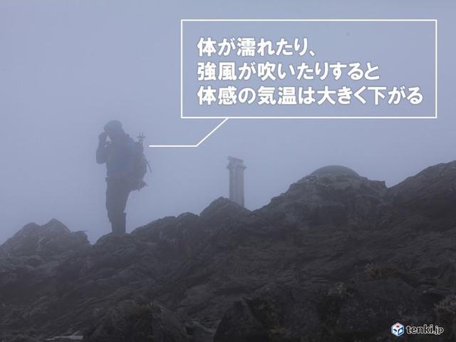 画像: 低体温症は雨・風・低温の順で危険