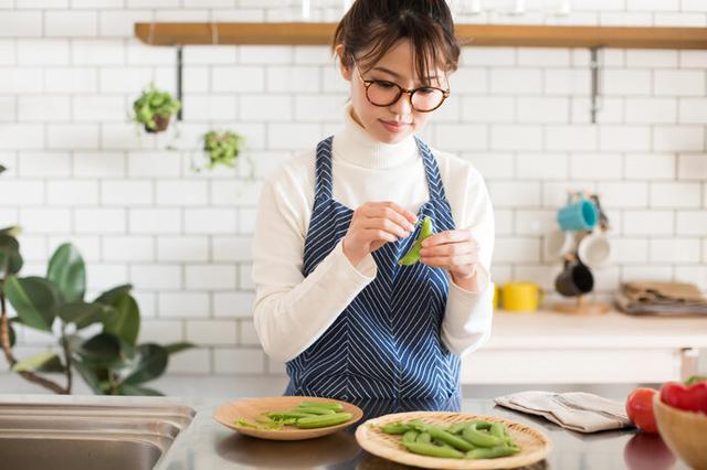 画像: スジをとってから茹でてね