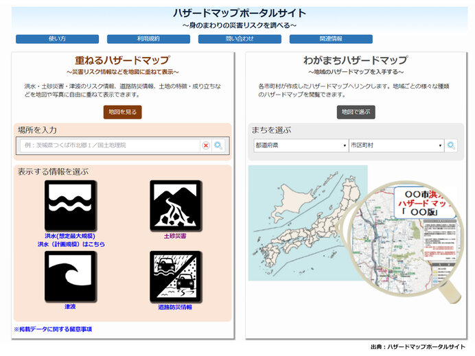 画像: 「ハザードマップポータルサイト」トップページ