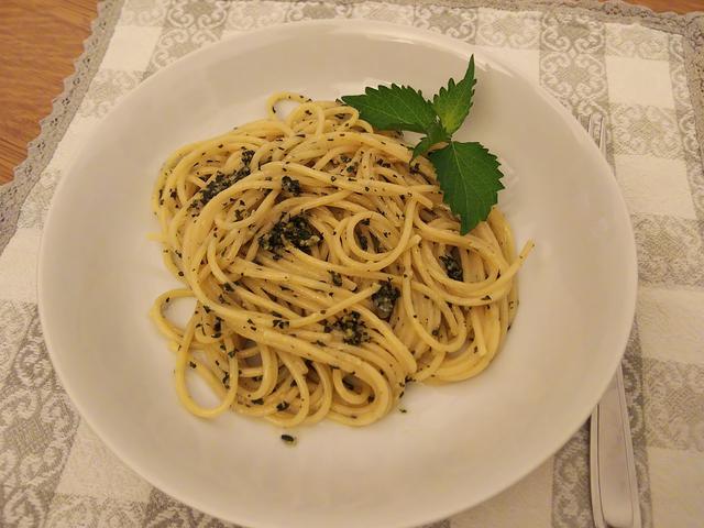 画像: 筆者撮影 大葉のジェノベーゼ風パスタ(大葉のペーストパスタ)