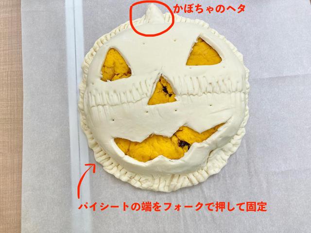 画像: 〈手順④〉パイシートの端をフォークで押して固定 (筆者撮影)