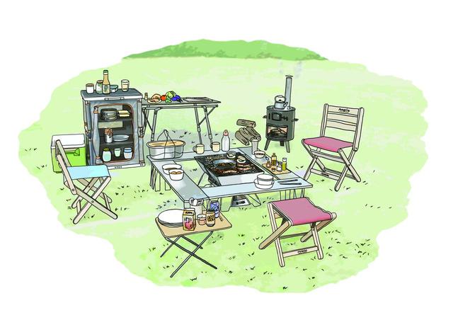画像: 囲炉裏スタイル イラスト提供・キャンプ情報誌「 fam_mag(ファム マグ)」