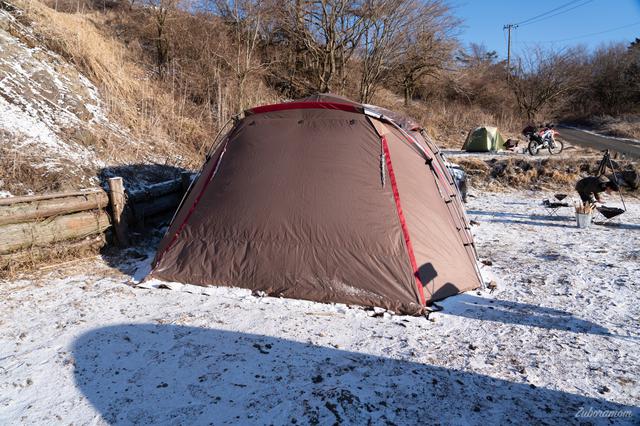 画像: 筆者撮影 2020年2月富士ヶ嶺おいしいキャンプ場さんにて積雪時のキャンプ