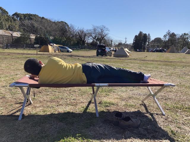 画像: 筆者撮影 キャプテンスタッグのコットを使用