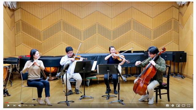 画像: YouTubeに公開したフルート四重奏の演奏