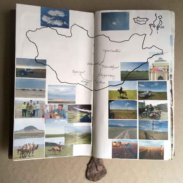 画像3: 旅行中に集めた写真やものを組み合わせ、ページをつくっていく