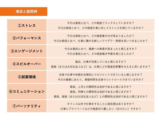 画像: 調査項目と設問例