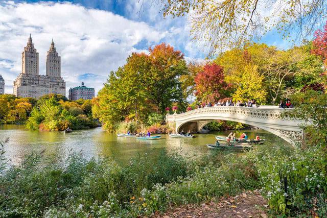 画像: 湖に架かるボウ・ブリッジ(Bow Bridge)は紅葉の名所 Shutterstock.com