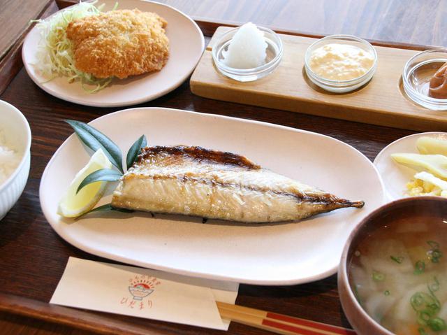 画像: 「ひので」。北浦産の真さば一夜干しや北浦産の新鮮なかますのフライなどがついた定食