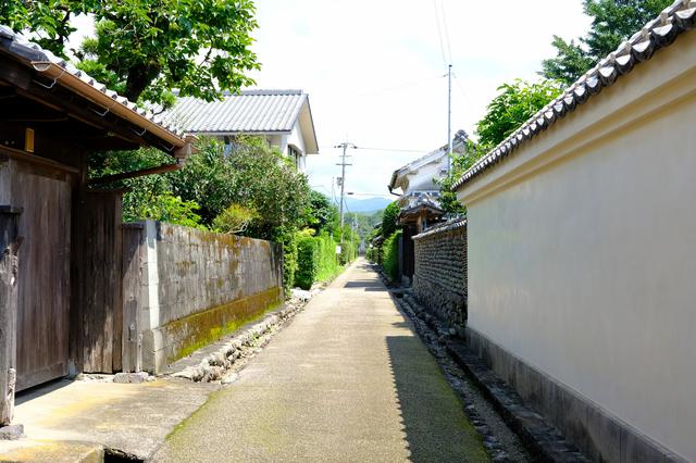 画像: 狭い道幅や石を組んで作られた側溝、白塀や生垣など、安芸の城下町独特の景観を観ることができました。