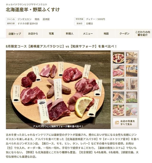画像: すすきのにある「北海道産羊・野菜ふくすけ」。基本的な衛生対策はもちろん、通常より6.6倍強力な換気システムを24時間稼働しているジンギスカンの人気店。