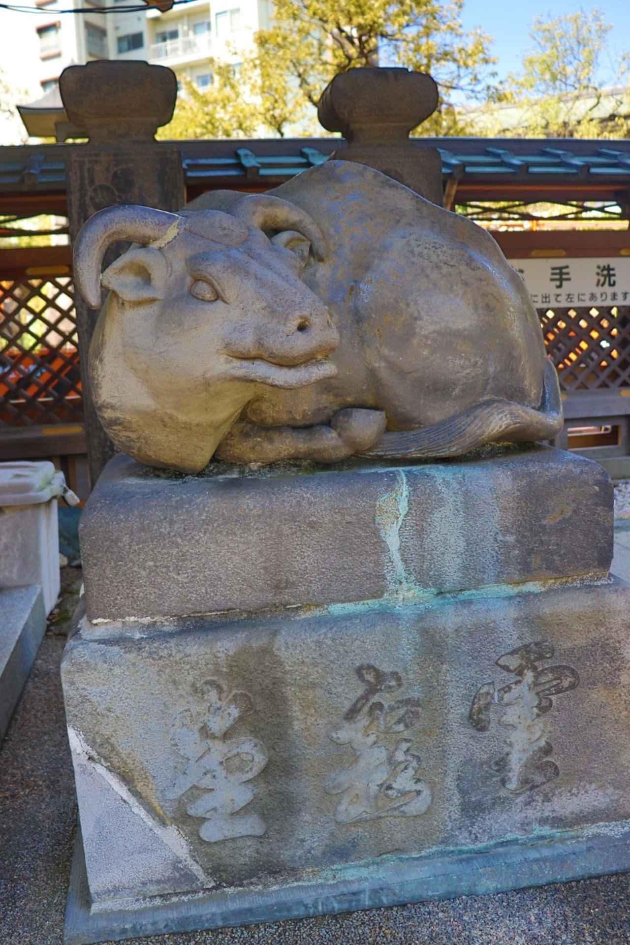 画像: 撫で牛（石）　※混雑・事故防止のため、初詣期間中は閉鎖