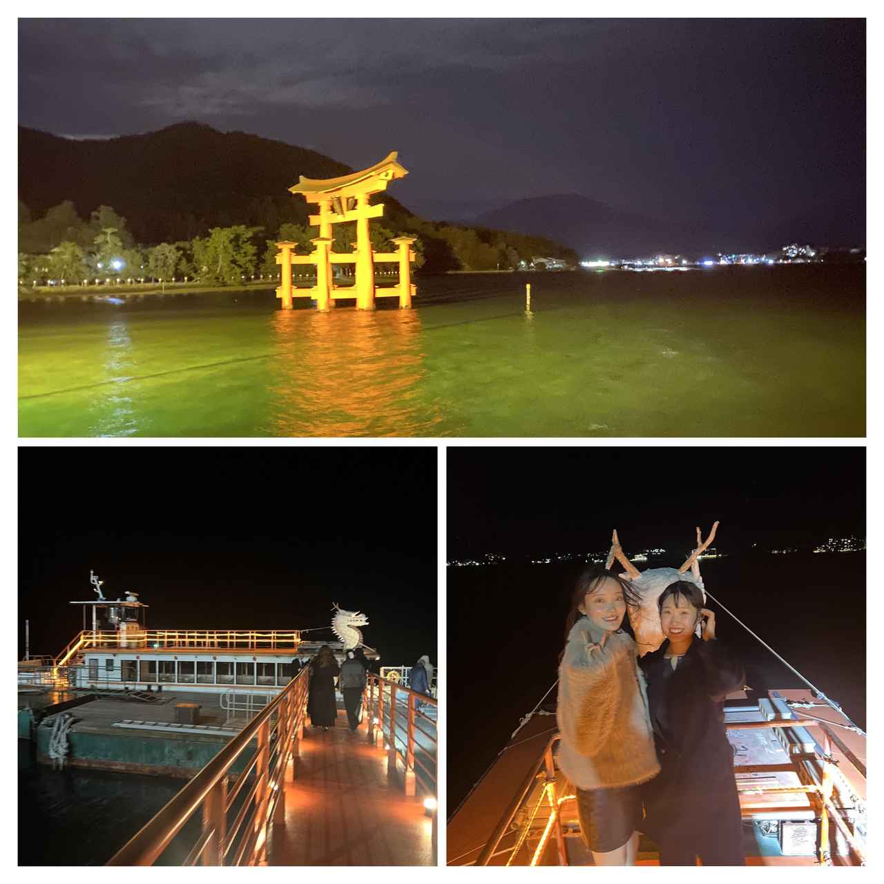 画像: 21:00 いにしえの物語を聴きながらのナイトクルーズで海からの参拝。