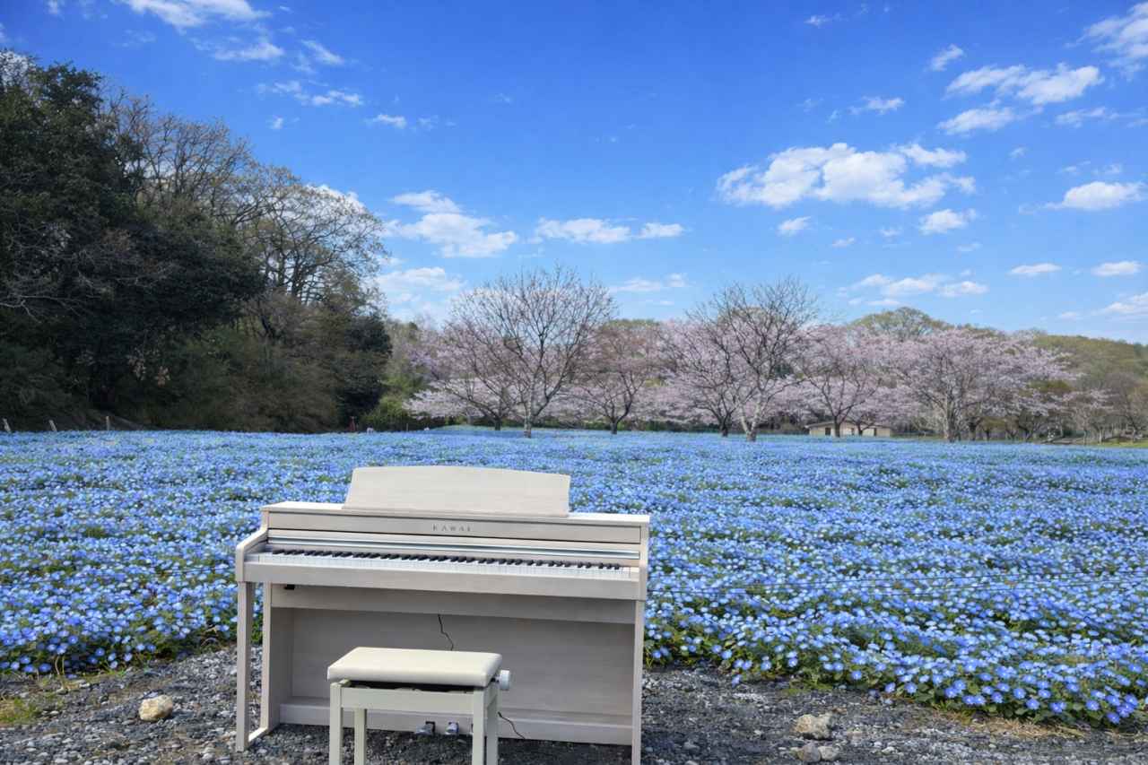 画像2: 青一面の丘に白いピアノが浮かぶ農業公園