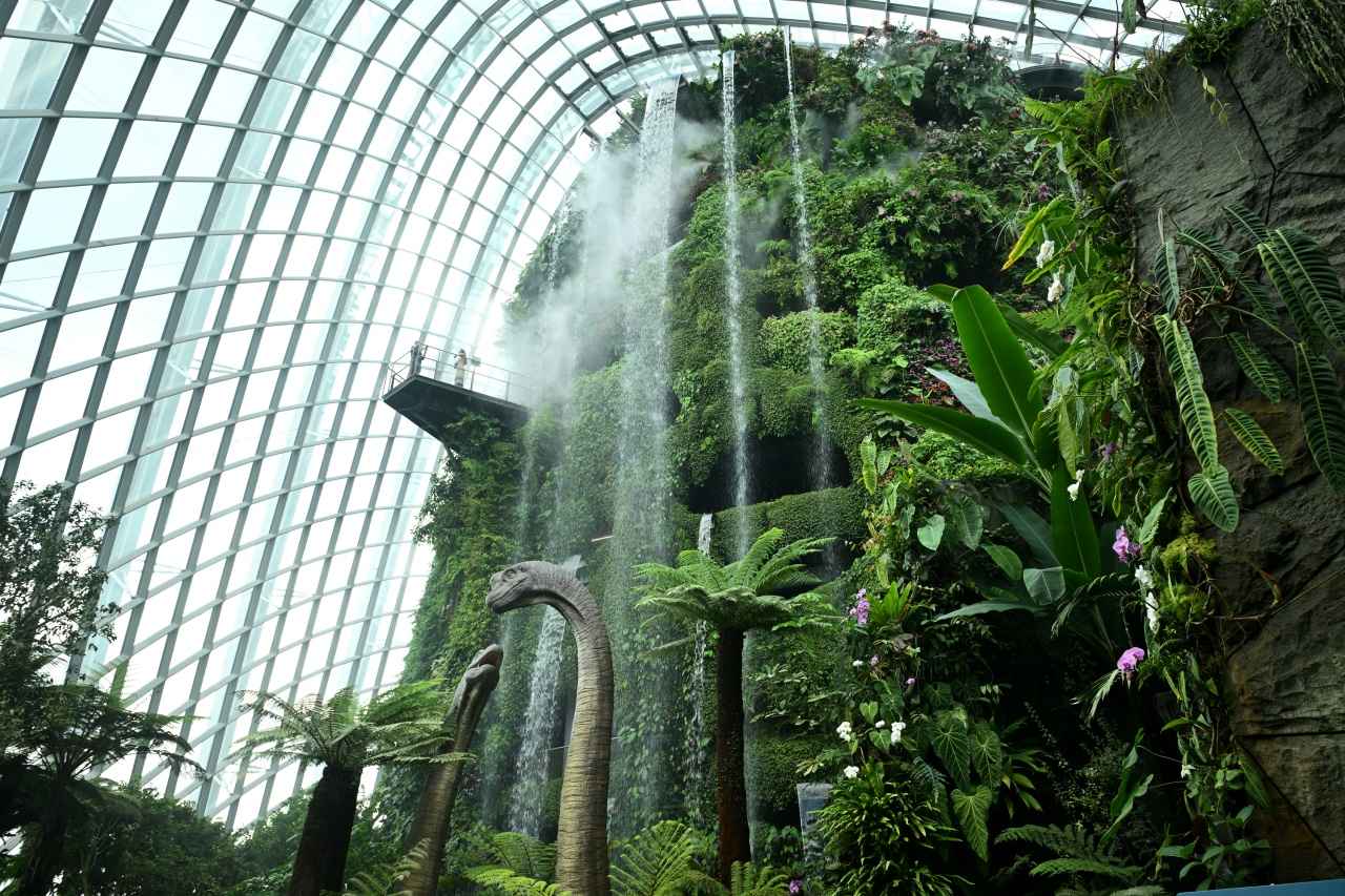 画像: 広大なスペースにさまざまなサプライズが用意されている「ガーデンズ・バイ・ザ・ベイ」。「クラウドフォレスト」は、巨大な滝から流れ落ちる水流が圧巻で、高さ35メートルの滝口から空中散歩を満喫できます