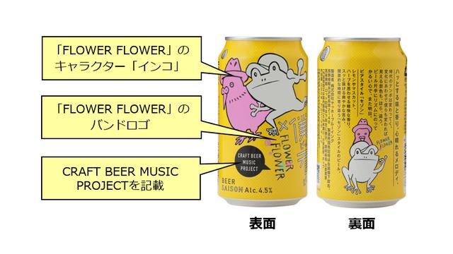画像2: “ かえるビール ”にインコが登場!? 「Craft Beer Music Project」の「FLOWER FLOWER」コラボ缶を全国のローソン他で発売