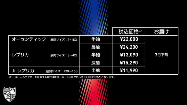 画像: オーセンティック・レプリカ、半袖・長袖ともにSから4XLのサイズ展開。ジュニアサイズは半袖のみで、120 、 130 、 140 、 150 、 160cm サイズでの展開。