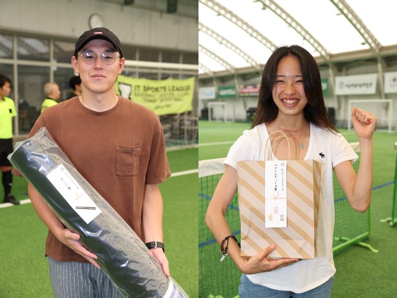 画像: MIP賞の浅井正明さんには共和ゴム「アクシスフォーマー・ロングポール」が、ベストレディース賞:井上美海さんには允セサミ「家庭用洗剤詰め合わせ(油職人/風呂職人/カビ取り職人)」が贈られた