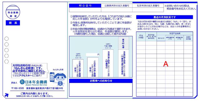 画像1: (1)「はがき」のねんきん定期便の場合