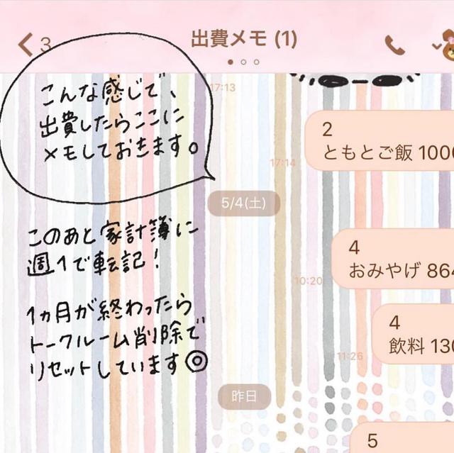 画像: 自分だけのトークルームを作成してメモしていく