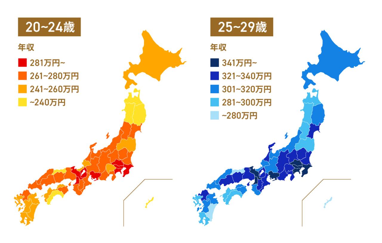 画像: 【都道府県別】20代の平均年収の額面金額と手取り額