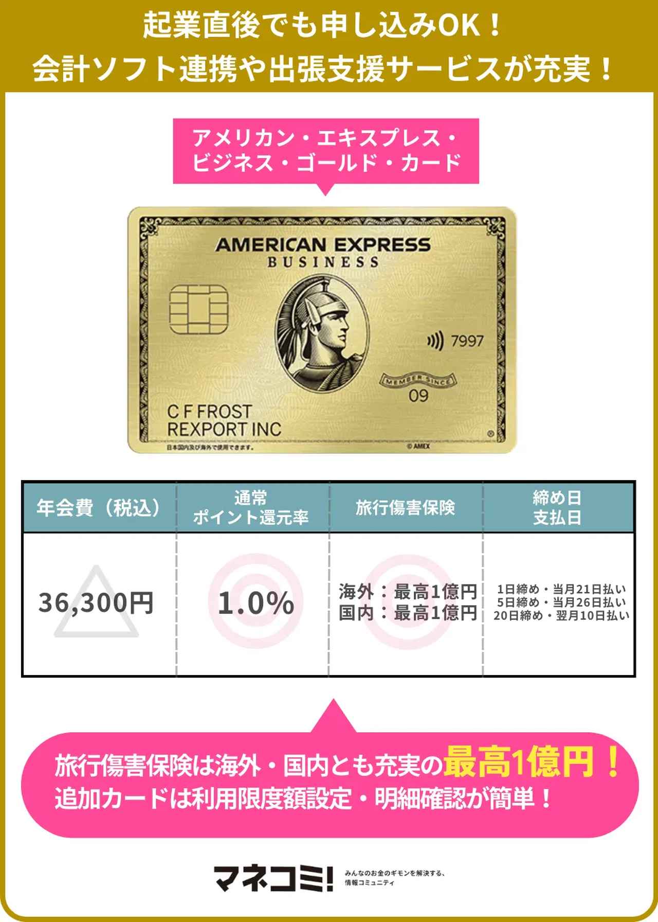 画像: アメリカン・エキスプレス・ビジネス・ゴールド・カード