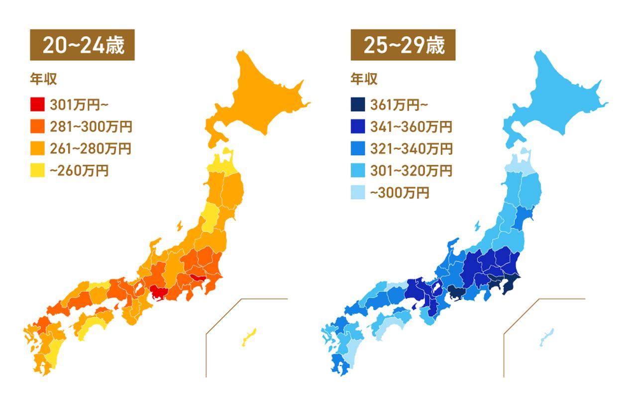 画像: 【都道府県別】20代の平均年収の額面金額と手取り額
