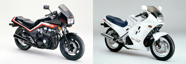 画像: 750Fの後継モデルであるCBX750F(左)とVFR750F