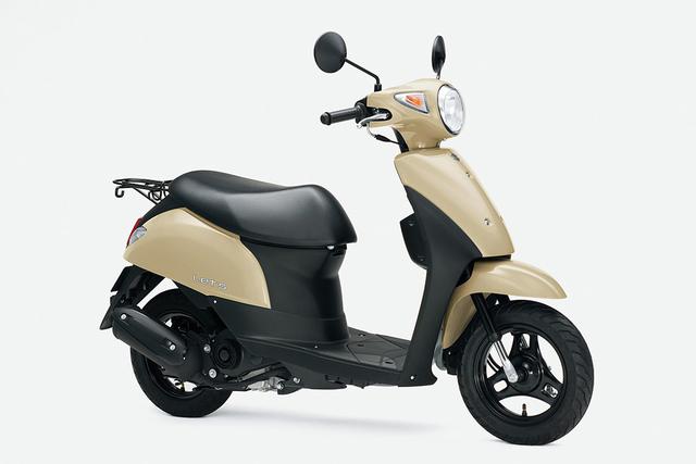 画像1: 新車が16万円台で買えて燃費も抜群のおすすめ50ccバイク! かわいい系原付スクーターで最高コスパのスズキ『レッツ』にお洒落ベージュが追加!