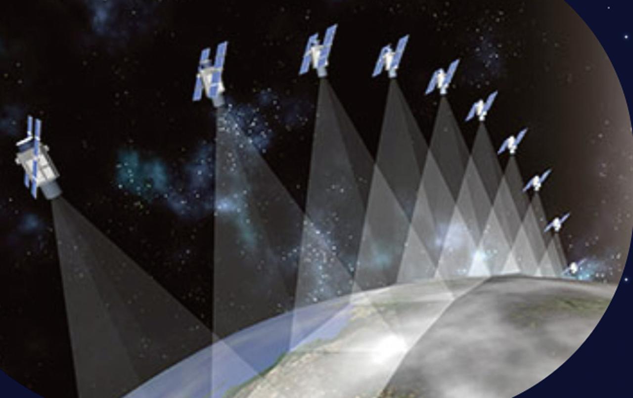 画像: 軍事通信やレーダーなどで使用される周波数帯域Xバンドを用い、防衛省は3機の防衛通信衛星を展開。膨大なデータの高速伝送が可能になり、通信情報の秘匿性や通信妨害への対応力もアップした　図はイメージ／防衛装備庁ウェブサイトより