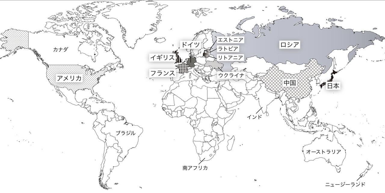 画像: 東西冷戦終結後(1990年ころ)の世界地図(一部の国名とソ連からの独立国の一部を記載)