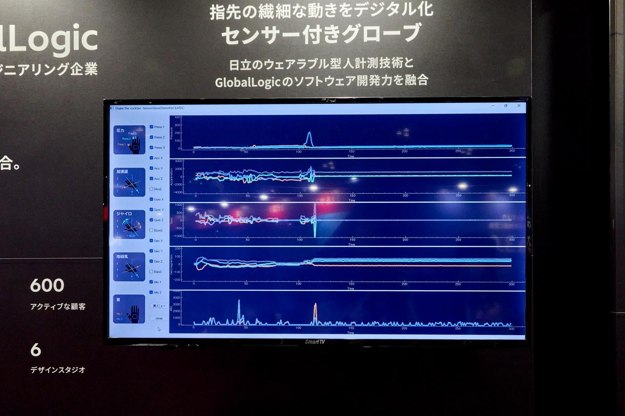 画像: 物をつかむなどして動きをデータ検出する様子をモニターで表示します。
