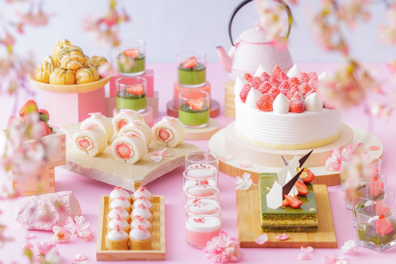 画像1: お花見のあとに立ち寄りたい。“あまおう×桜×抹茶”のご褒美ビュッフェ