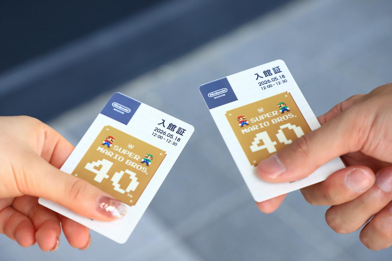 画像: スーパーマリオブラザーズ40周年 特別デザインの入館証。