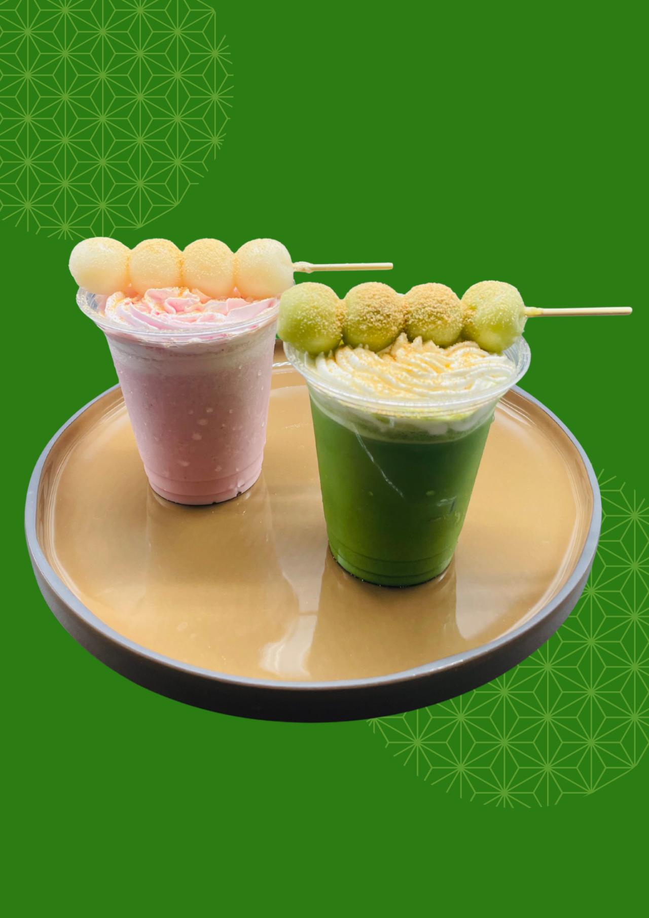 画像: 「おだんごドリンク」いちご味、抹茶味 各650円