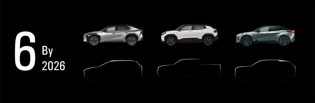 画像: 2026年末までに6車種のEVを投入。上段は今回公開された2025年中に発売される3台(上段左から「bZ4X」、「アーバンクルーザー」、「C-HR+」)