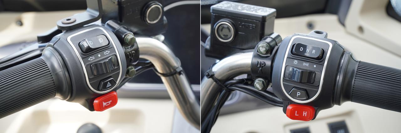 画像: 「NEO-ONE」のハンドル。運転操作はすべて手元にある物理スイッチで行う方式だ。