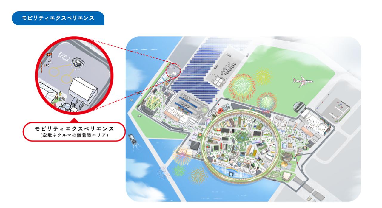 画像: 万博会場内北西部「モビリティエクスペリエンス」にある「EXPO Vertiport」が離着陸地点だ。